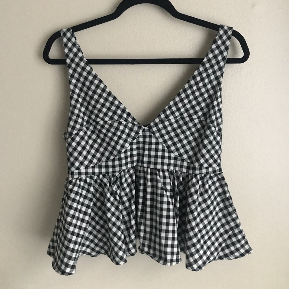LunaNora Gingham Peplum Top